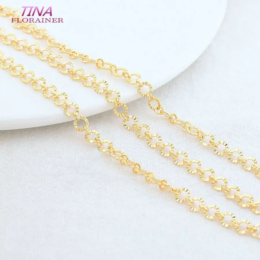 14K Gold Color Plated Brass Chains Round Chains DIY Jewelry Findings for Women Necklace Bracelet Jewelry Making Components DIY