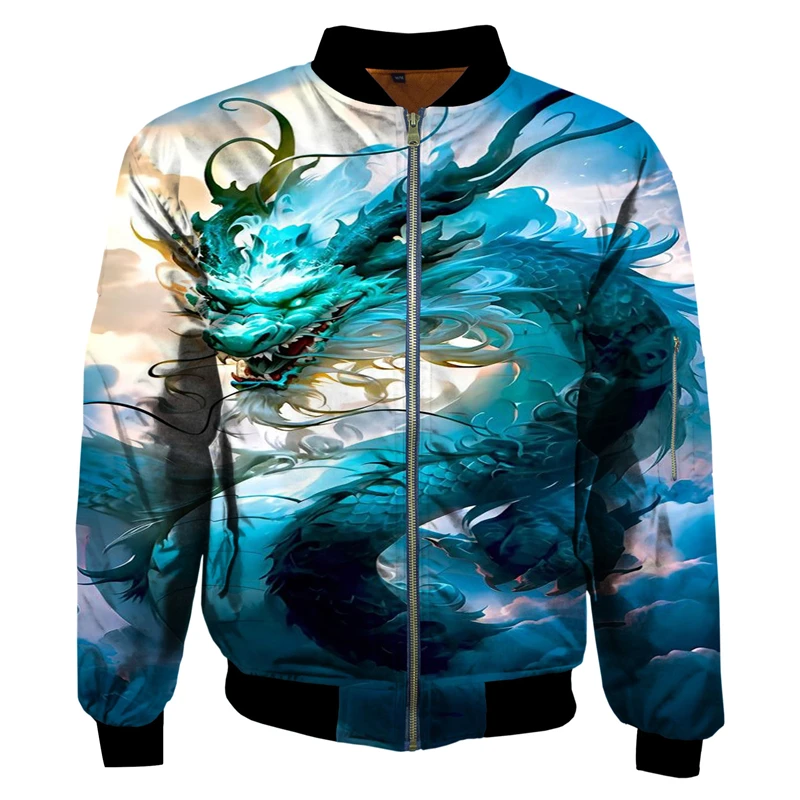 

2024 Men's Dragon 3D Printing Zipper Jacket Fashion Casual Unisex Street Long Sleeve Mens Zipper Jackets Hoodie Ropa Hombre Top