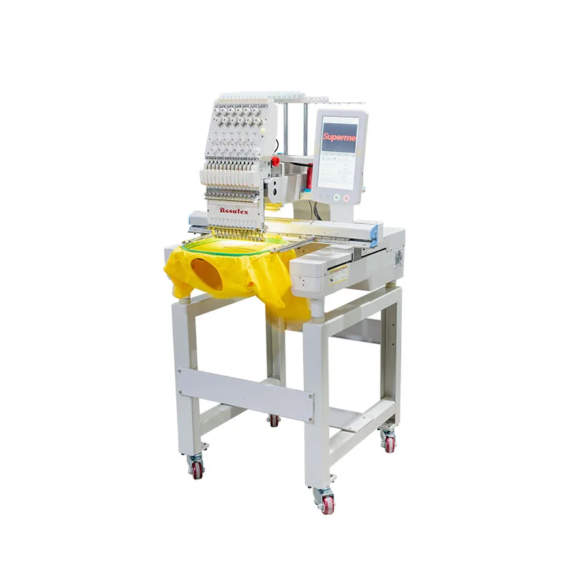 Rosatex 1201E رأس واحد 12 إبرة تي شيرت آلة التطريز الملابس حالة جديدة محوسبة التطريز المسطح للاستخدام المنزلي