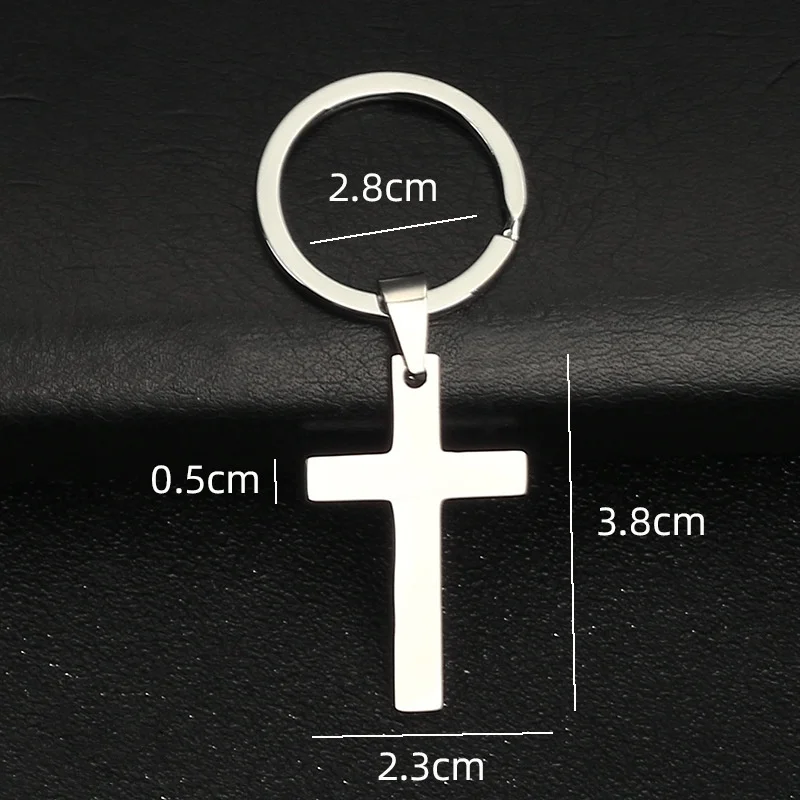 Transfer Cross Pendant Stainless Steel Metal Key Ring Cross Key Chain Small Gift