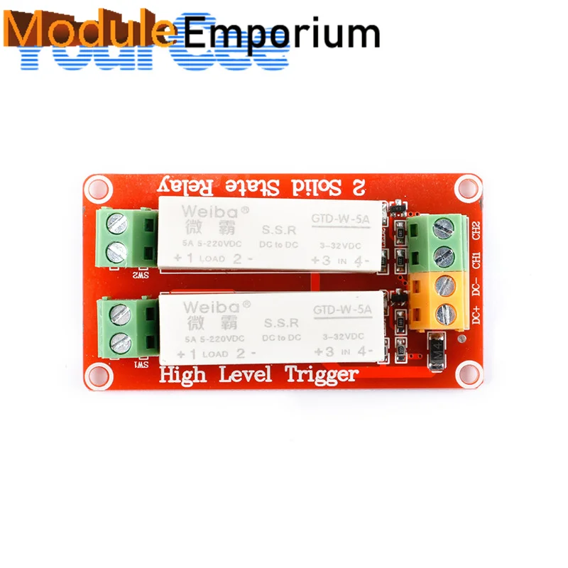 Picture 4: 5A 2 Channel Way Relay Module High Level Trigger DC Solid State Relay Module Control Board Single Phase Device Electrical