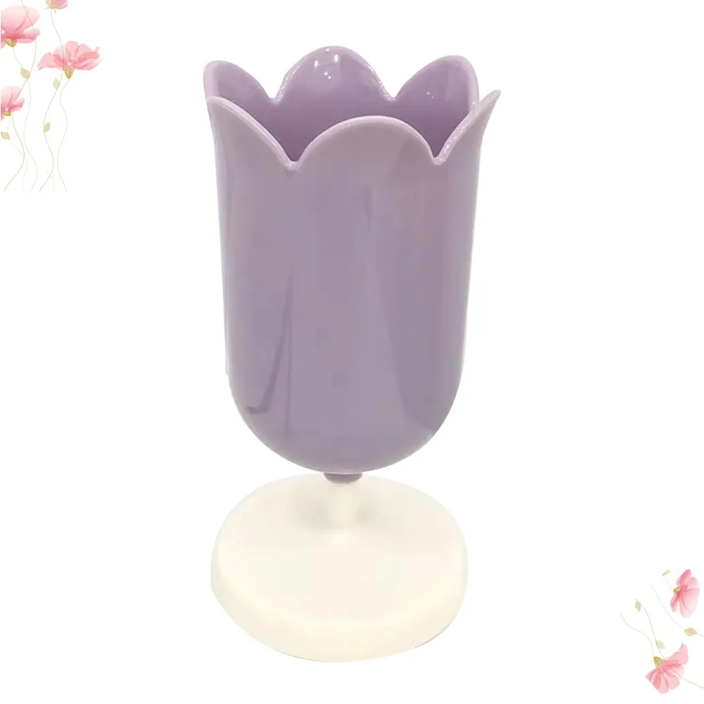 Plastic Storage Canister Petal Shaped Pen Holder for Office Dorm Home Desktop Makeup Brush Sundries Organizer Pink