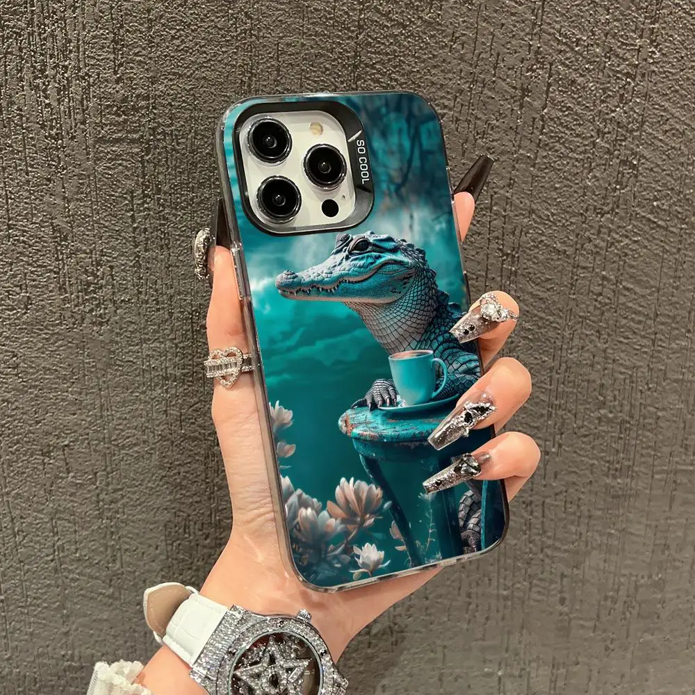 

Leisure crocodile Phone Case case for iPhone17 16 15 14 13 12 11 Pro/ Max/Plus shock-proof rear cover anti-fingerprint