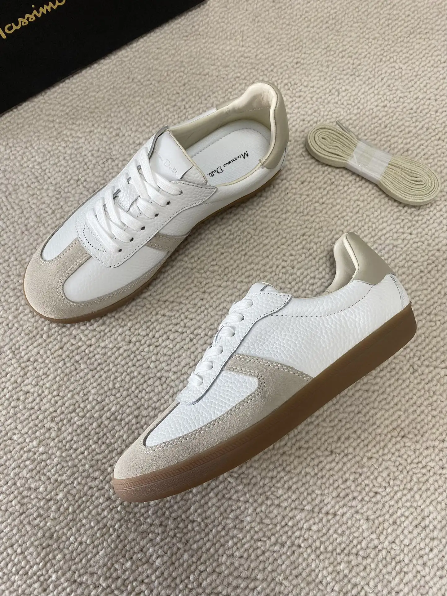 2023 Autumn Genuine Leather Women Sneakers Round Toe Lace Up Flat Sneakers Women Casual Mixed Color Shallow Shoes Woman