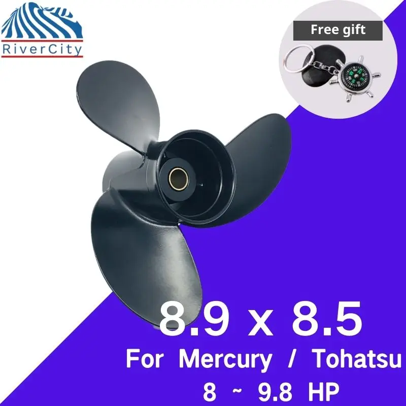 Boat Propeller 8.9x8.5 For Tohatsu Nissan 8hp 9.8hp Outboard Screw Boat Motor Aluminum Alloy Propeller 3 Blade 12 Spline