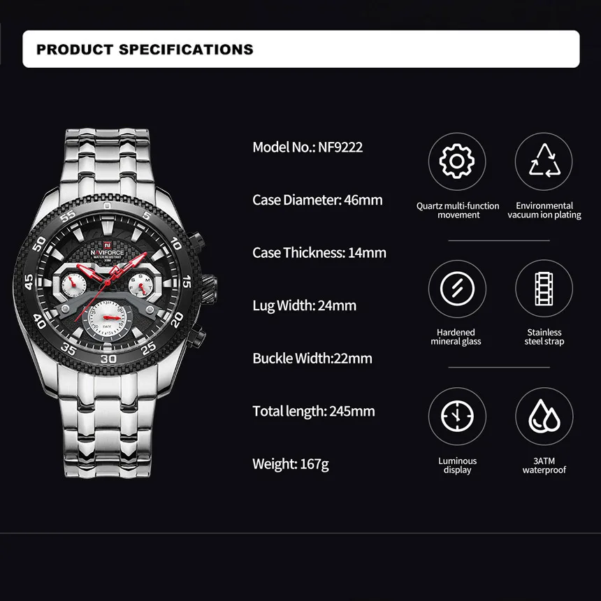 NAVIFORCE New Fashion Watch for Men Military Waterproof Date Quartz Wristwatch With Luminous Chronograph Clock Reloj Hombre 2024