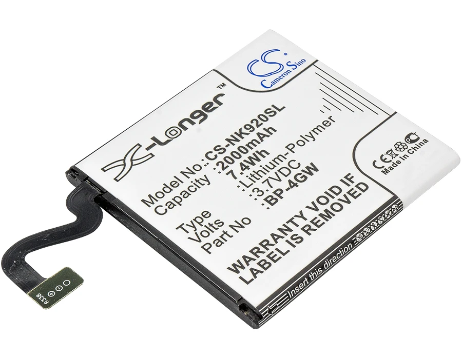 

CS Cameron Sino Kerui New 2000mAh Replacement Battery for Lumia 920, Lumia 920 4G, Lumia 920.2, Lumia 920T, Phi