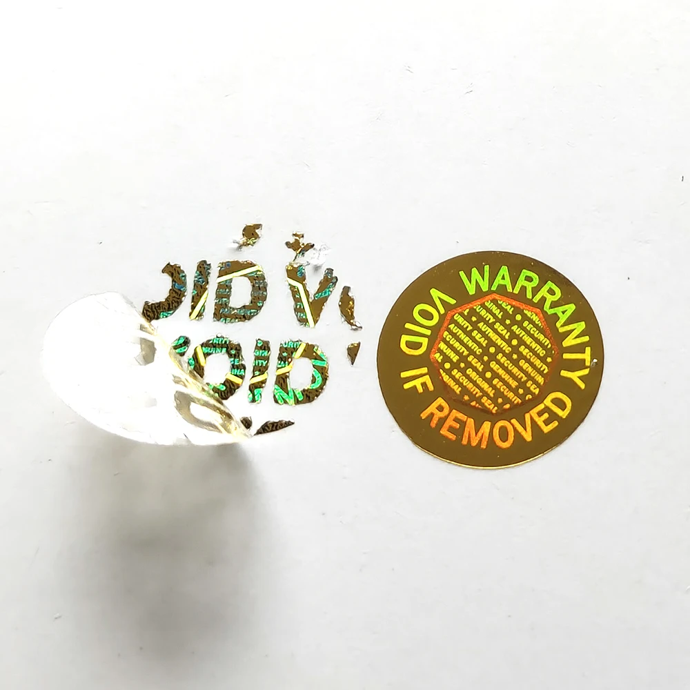 100 Stück 9 mm goldfarbene Hologramm-Etiketten mit Schraubenloch-Aufkleber, Sicherheitssiegel, Achteck innen, authentischer echter ORIGINAL-Schutz – Detail 1