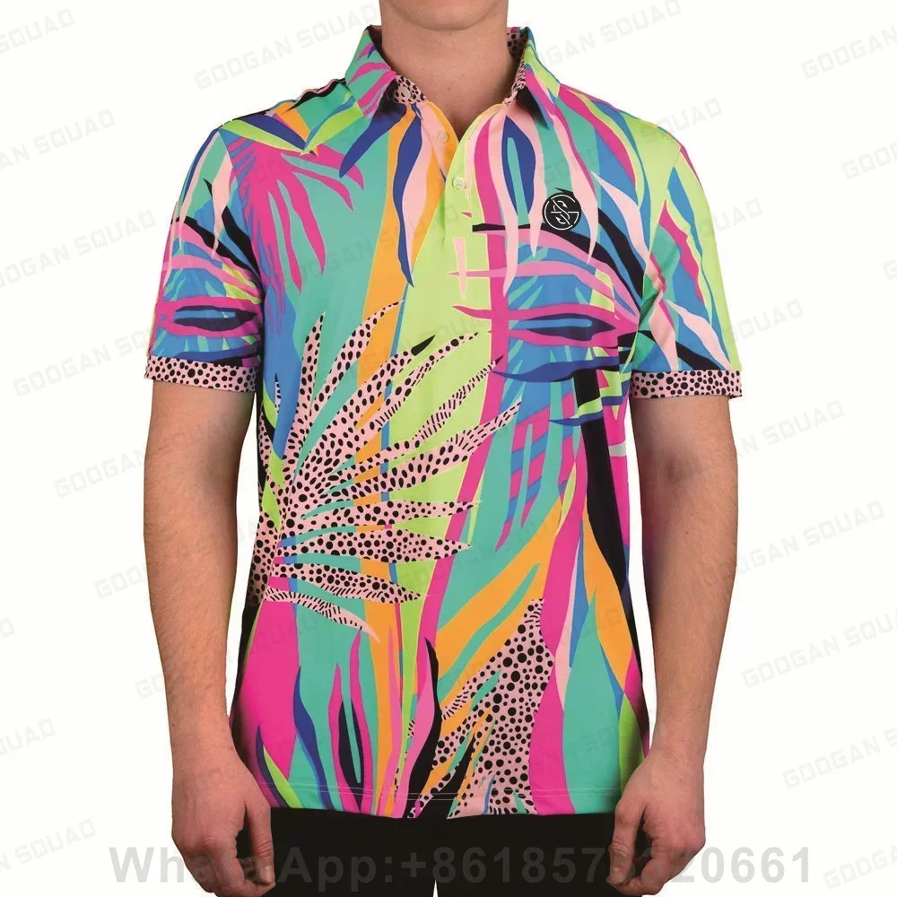 Googan Squad Men Golf Polo Shirt T-shirt Racing Polo Shirt Team Uniform Outdoor Sports Overalls Lapel Button Quick Dry T-shirt