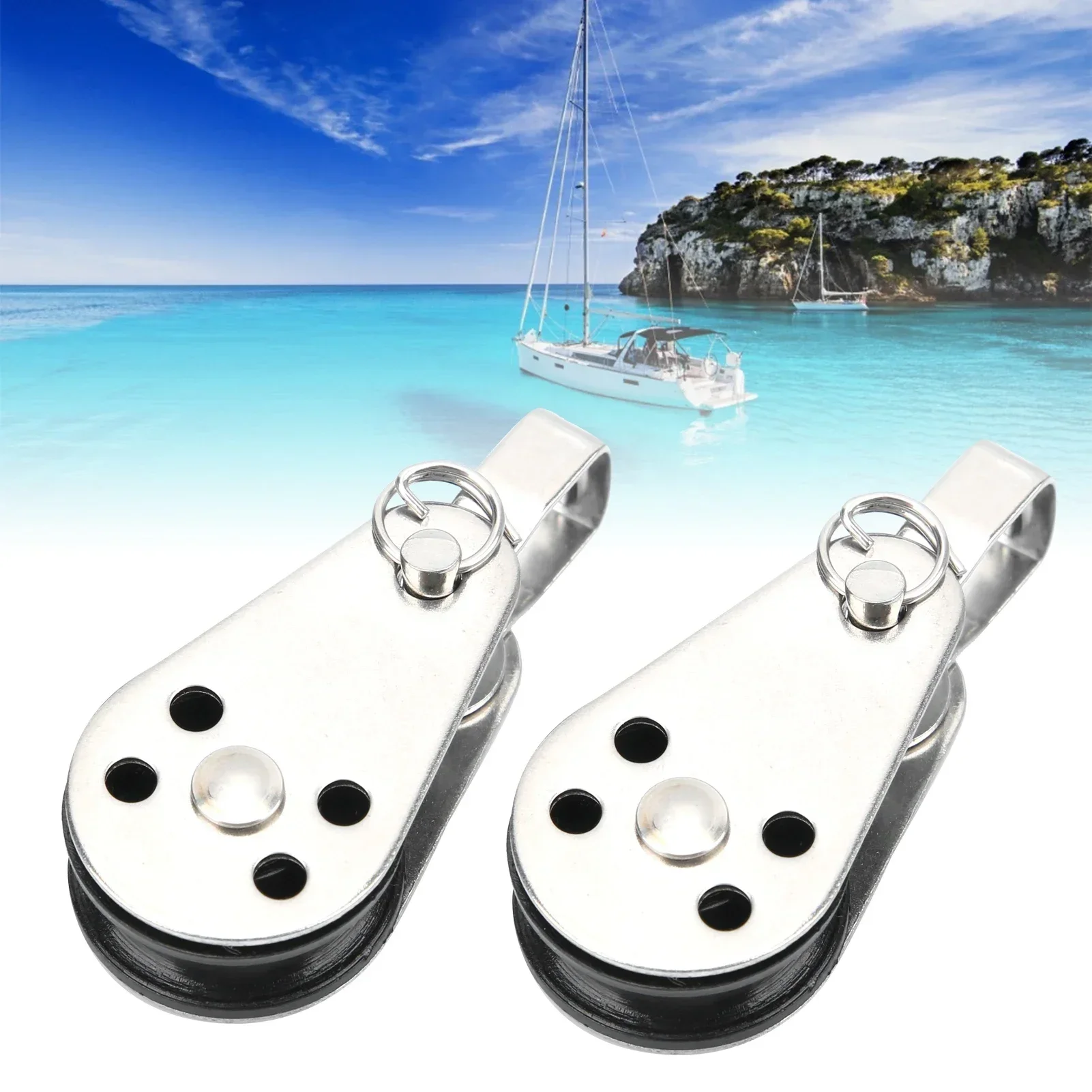 

2 шт. нейлоновые шкивы из нержавеющей стали, небольшой подъемный шкив для лодок, парусного спорта, каякинга