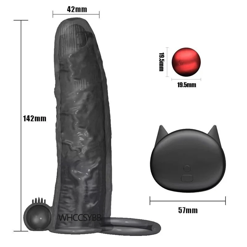 Penis Sleeve Silicone Vibrating Men Wireless Remote Control Penis Vibrator Sleeve Penis Enlargement Condoms Ten Frequency Simula