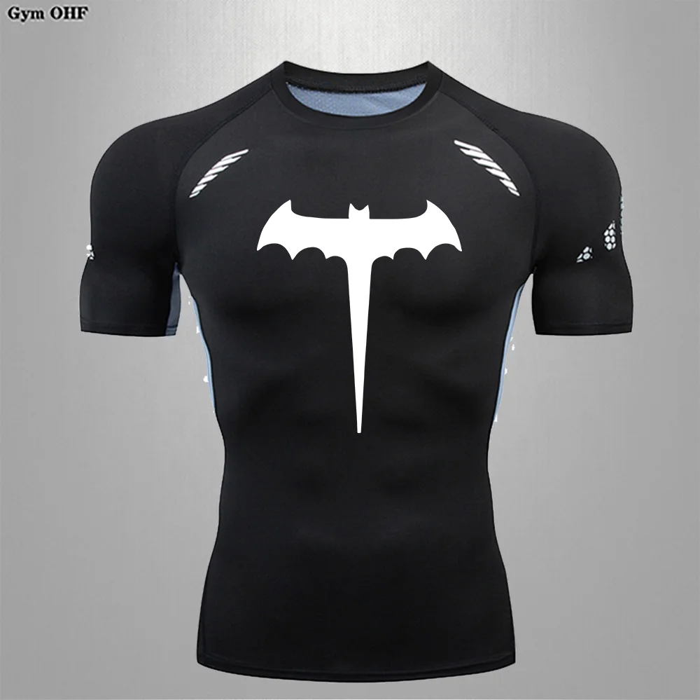 Camiseta para correr de superhéroes para hombre, camiseta deportiva de compresión de manga larga para correr, camisetas deportivas, camisetas de entrenamiento de secado rápido para gimnasio