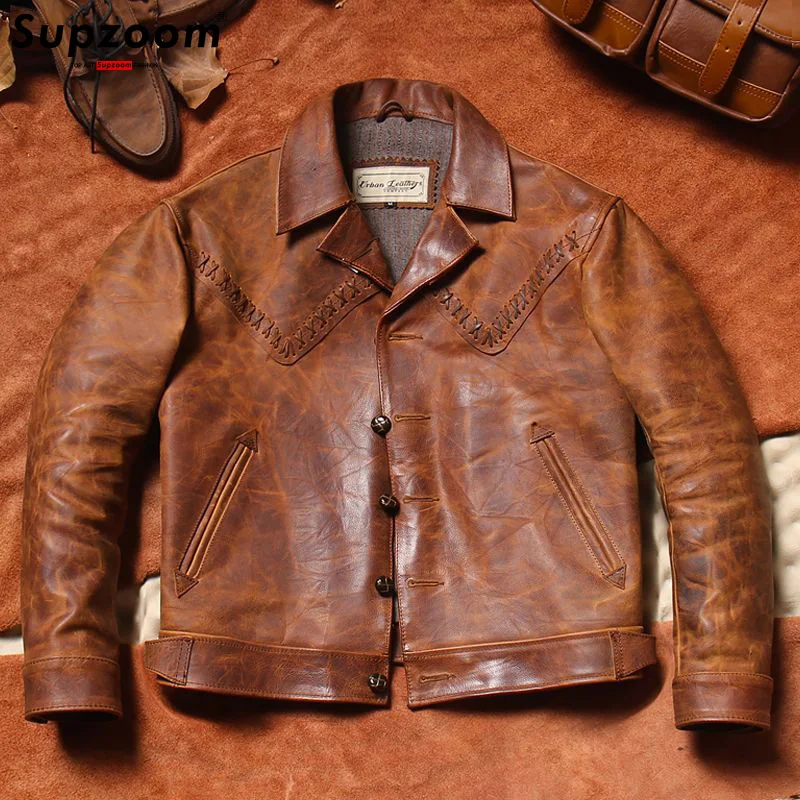 

Supzoom New Arrival Autumn And Winter Lapel Velvet Loose Casual Retro Horsehide Leather Bf Style Handsome Warm Jackets Men Coat