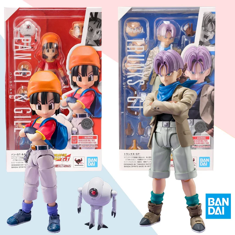 Original Bandai SHFiguarts SHF Trunks-GT-Dragon Ball PAN-GT- & GILL Anime muñeca móvil modelo juguete colección ornamento regalo