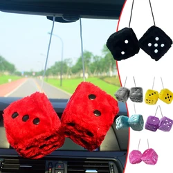 1 Pair of Fashionable Car Mirror Pendants Velvet Dice Creative Model Car Home Hanger Decoration Cube Car Styling Accessories