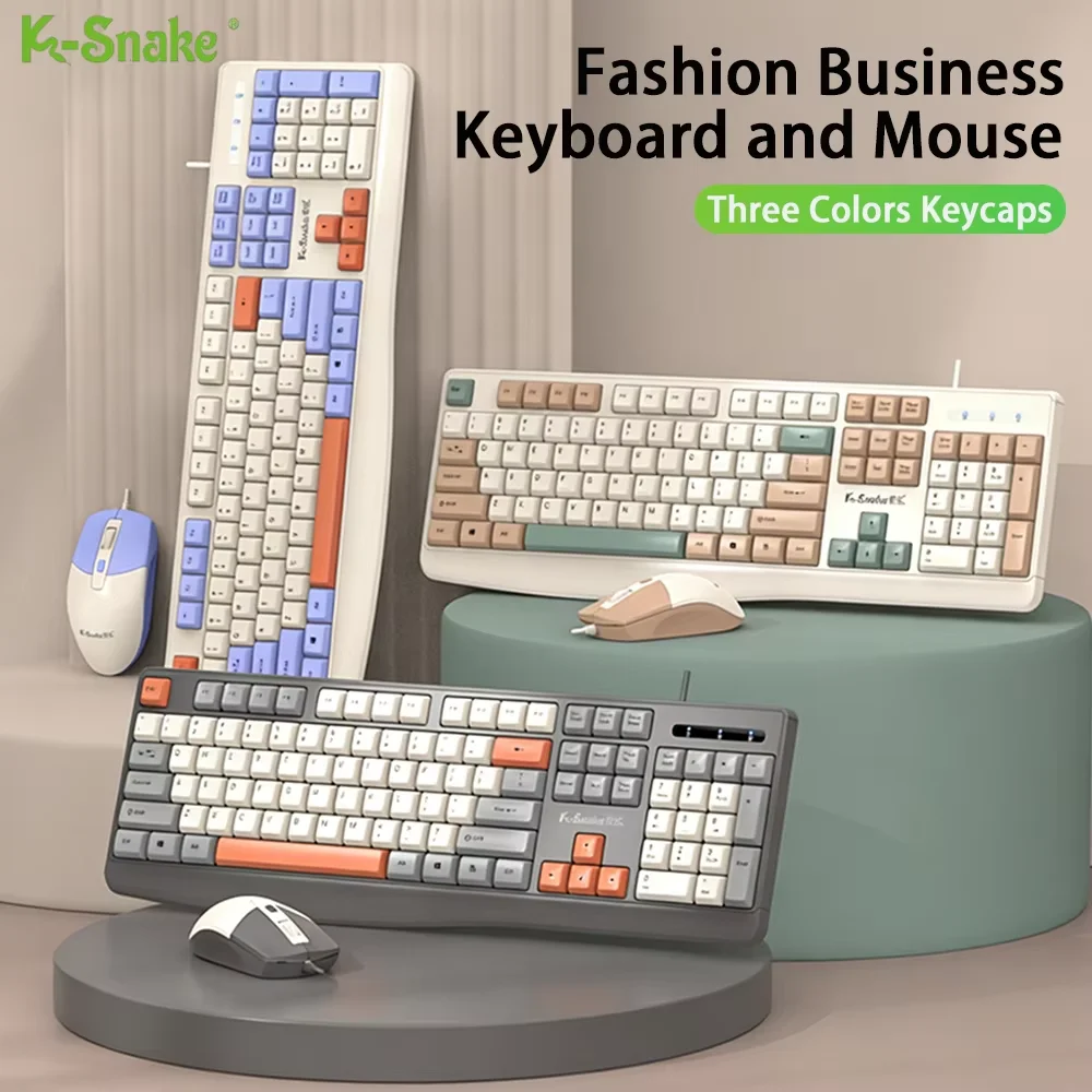 K-snake Gaming Keyboard with Mouse Wired Keyboard and Mouse Set USB Ergonomic Desktop Keyboard and Mouse Home Laptops Compute
