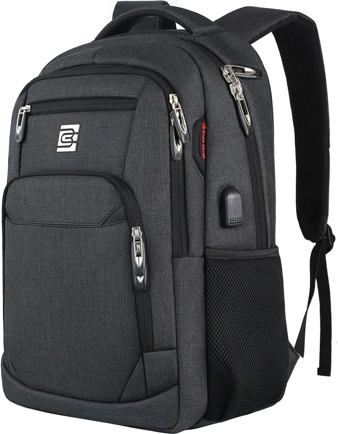 

Slim Anti-Theft Laptop Backpack with USB Port, Water-Resistant for 15.6" Notebooks - Black