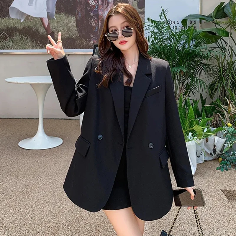 

Женский свободный костюм Jaet, весна-осень, новый дизайн, универсальное модное двубортное пальто с разрезом Ba, однотонное пальто