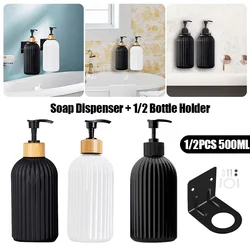 500ml Strip Soap Dispenser Set With Bottle Holder Refillable Shampoo Lotion Container Hanger Wall Mounted Hook Bathroom Kitchen