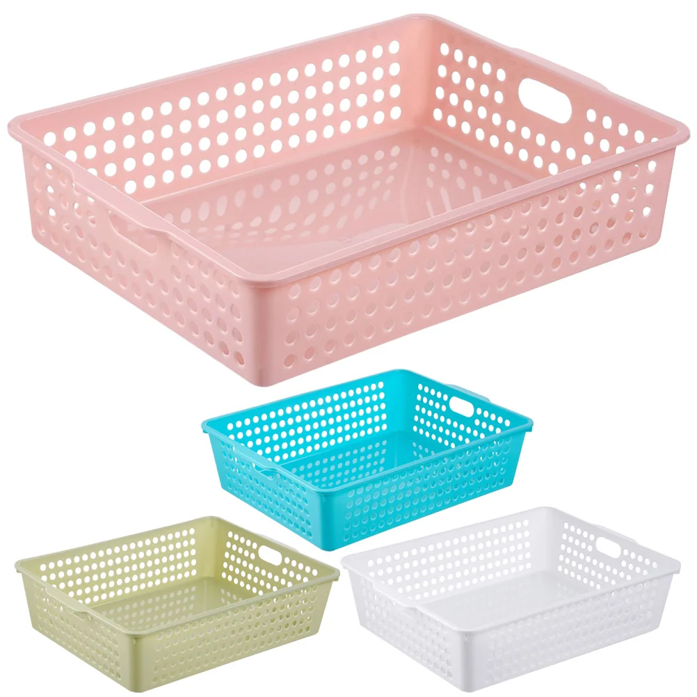 

4pcs Plastic File Organizer Large Desktop Storage Basket For School Office Home Multifunctional Sundries Organizer Classroom