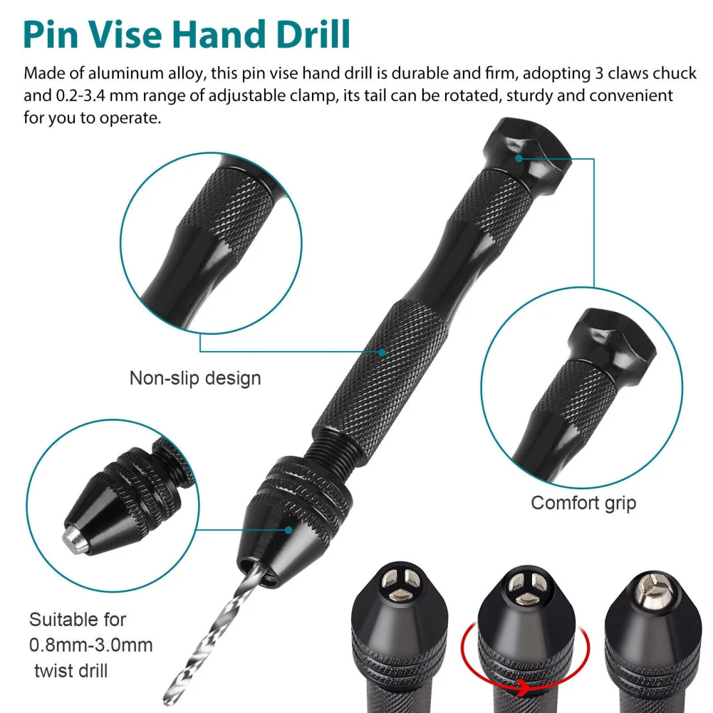 Pin Vise Mão Brocas Set, Mini Brocas Set para Resina, Madeira, Plástico, Jóias, Ferramentas Home DIY, Acessórios, 31Pcs