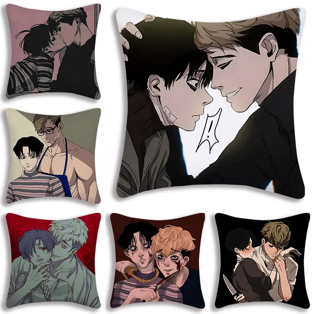 Killing Stalking Korean Manga Pillow Covers Cartoon Sofa Decorative Home Double-sided Printing Short Plush Cute Cushion Cover