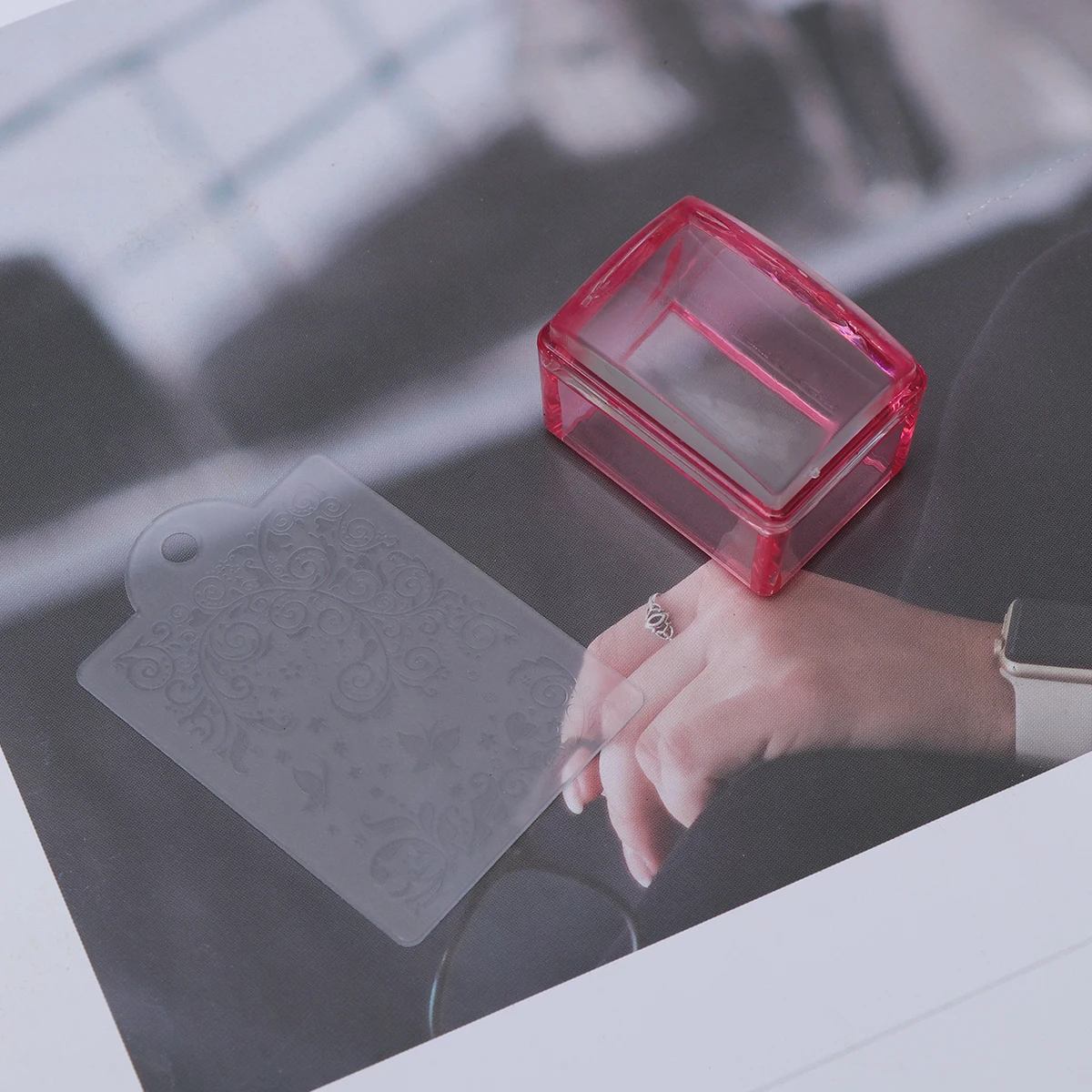 Ensemble de tampons pour ongles transparents, matériau en Silicone de qualité supérieure, tampons rectangulaires pour manucure, Kit de pratique, beaux motifs