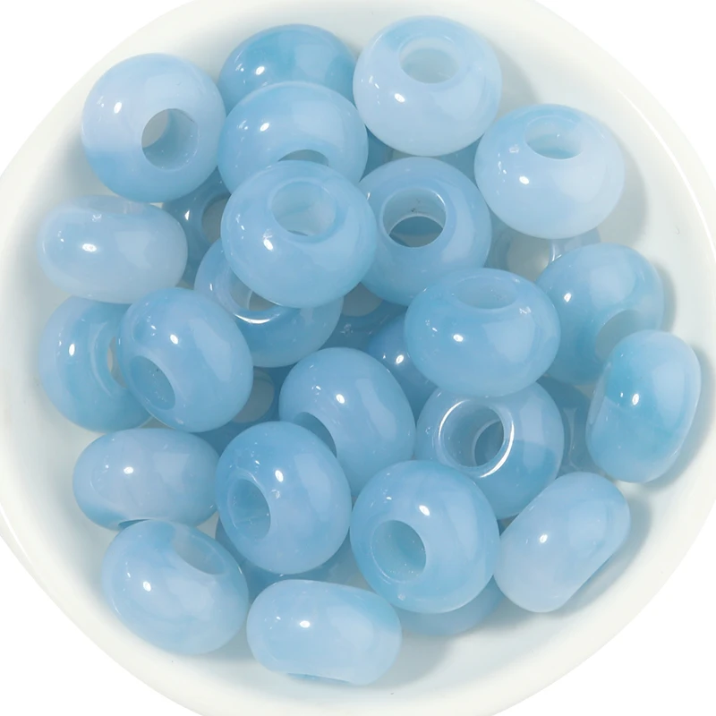 50 teile/los Bunte Runde Acryl Perlen Großes Loch Lose Spacer Perlen Für Schmuck Machen DIY Halsketten Armbänder Zubehör