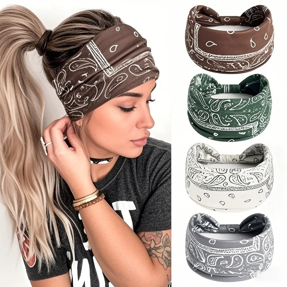 

1 шт. женская винтажная повязка на голову в стиле бохо, впитывающая пот и эластичная повязка на голову, незаменимая для езды на велосипеде на открытом воздухе