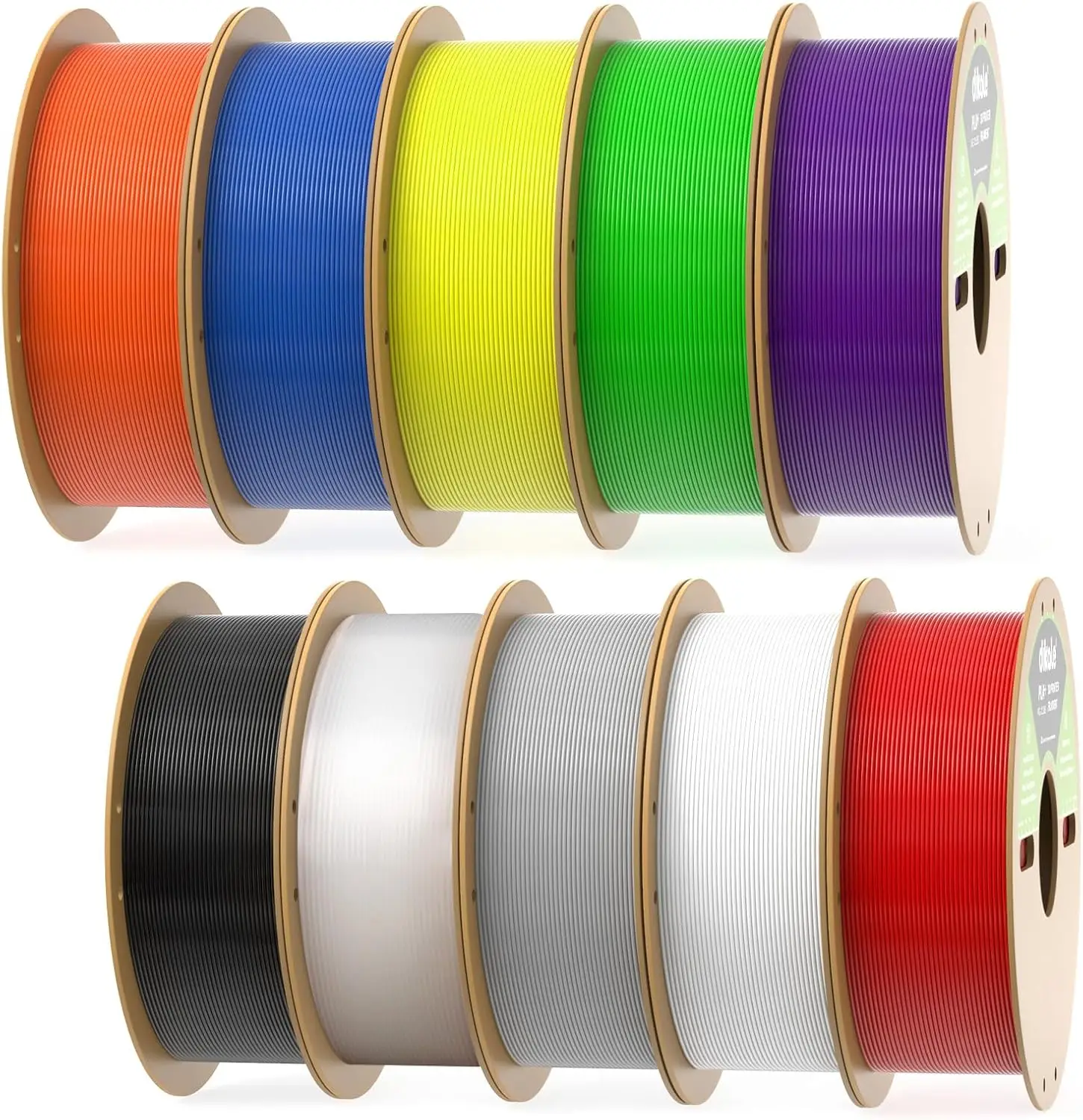 10KG 3D Printer Filament Bundle, 1.75mm No Tangle, 10 Colors Including Black, White, Grey