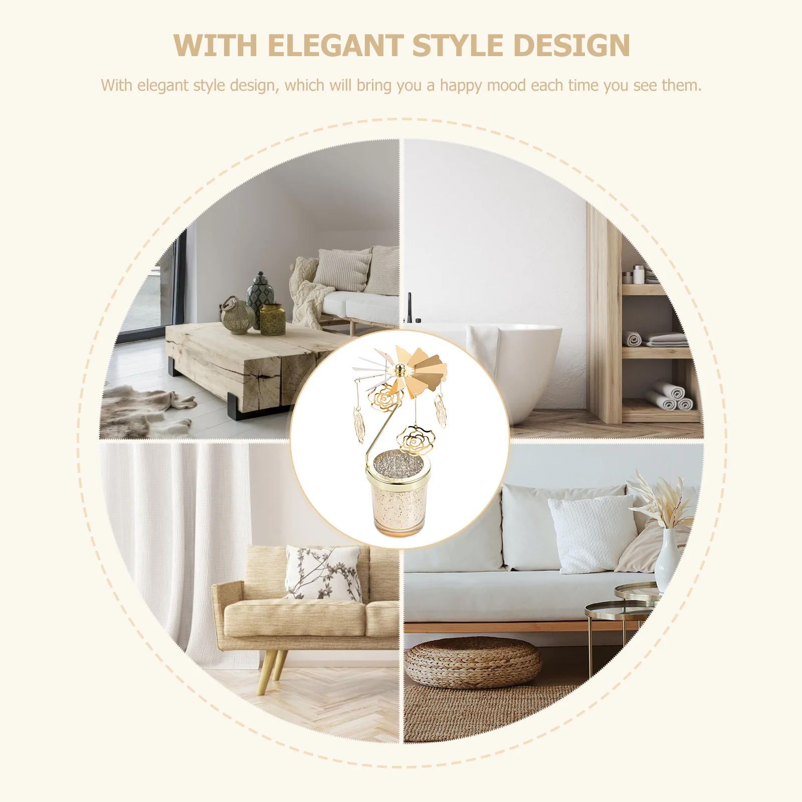 

Creative Rotating Candleholder Iron Rose Flower Glass Valentine's Day Party Decorative Candlestick Elegant Decor