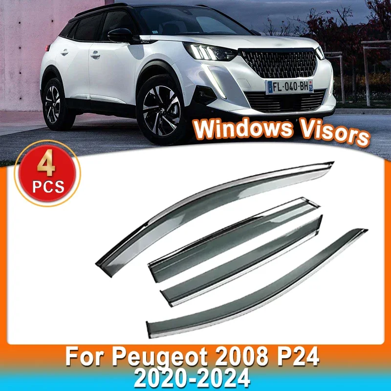 Window Visor Guards For Peugeot 2008 P24 2020 2021 2022 2023 2024 Car Window Visor Sun Rain Guard Weather Shield Wind Deflector