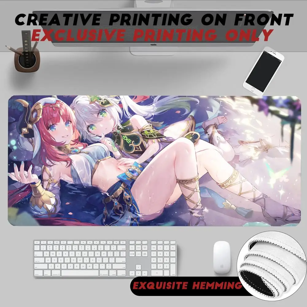 Hot Genshin Game Cute Nilou Mouse Pad Non-Slip Rubber Edge locking mousepads Game play mats for notebook PC computer