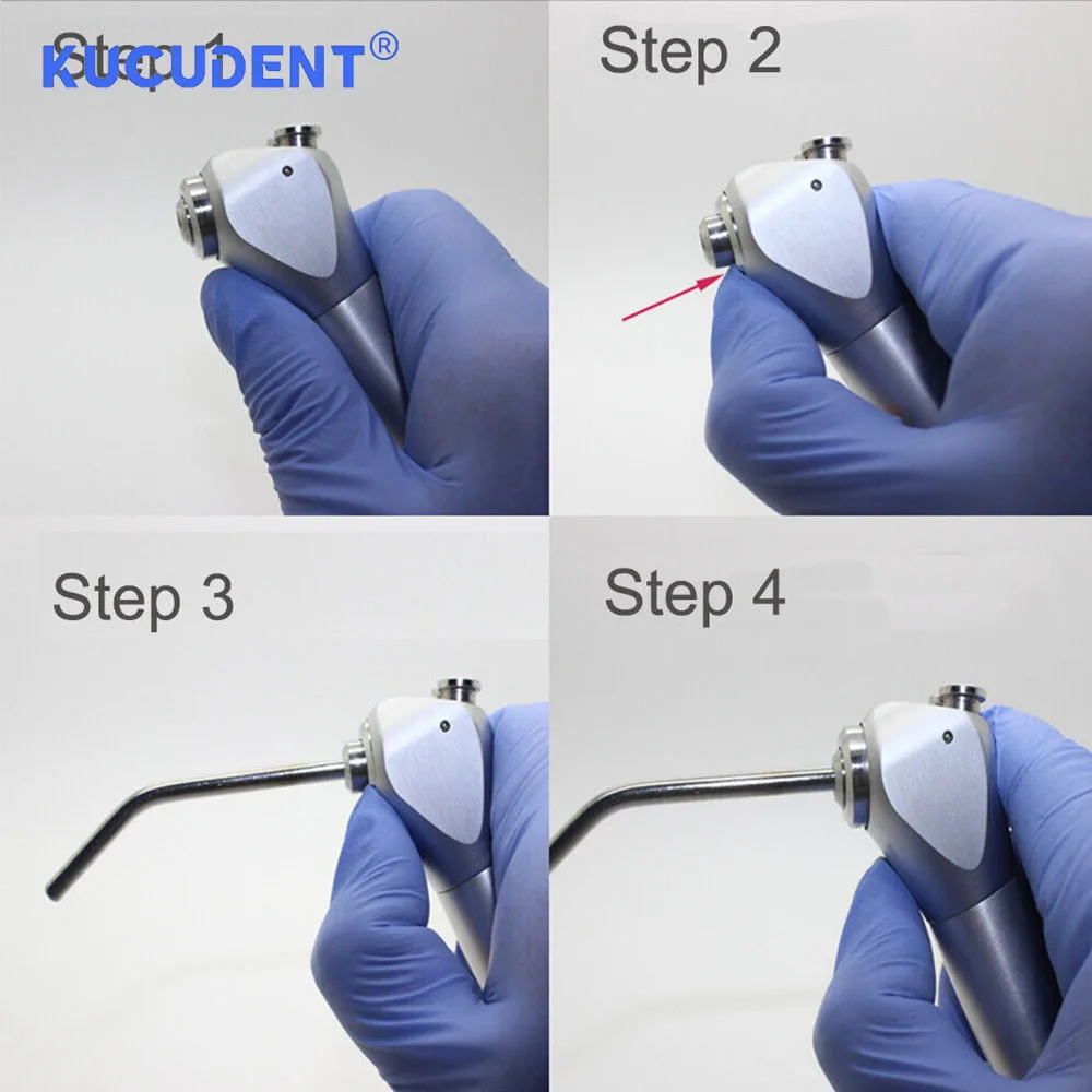 KUCUDENT Dentale In Metallo 3 Vie Siringa Ugelli In Acciaio Inox Aria Acqua Siringa Punte Autoclavabili Riutilizzabili Strumenti di Laboratorio di Odontoiatria