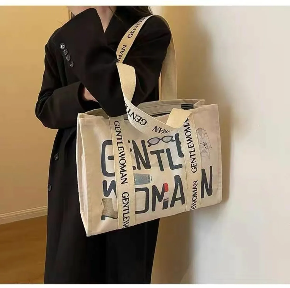 

Вместительная холщовая сумка-тоут для женщин, летняя повседневная сумка через плечо, легкая рабочая сумка для путешествий и шопинга