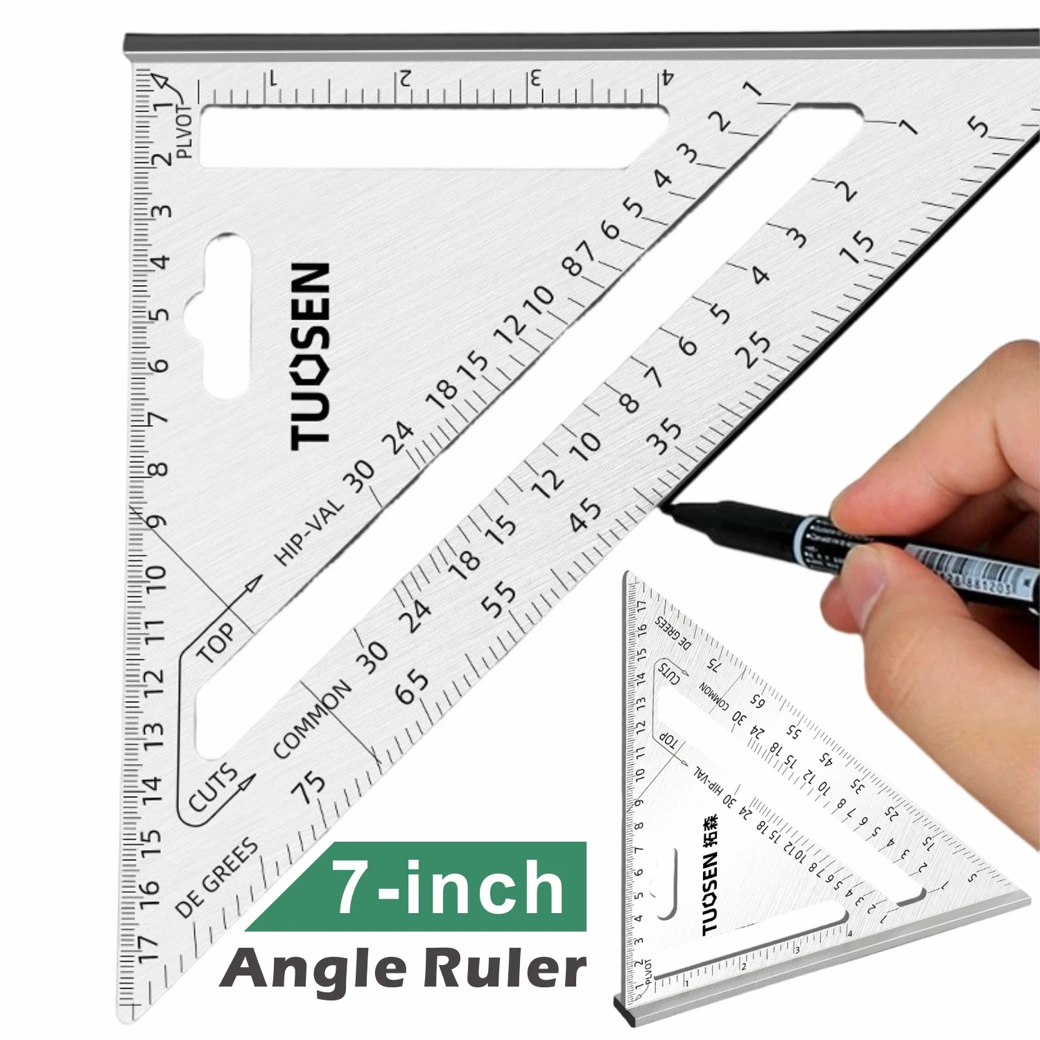 

Профессиональный транспортир для столяра и сверхмощная алюминиевая линейка диаметром 7 дюймов с метрическими/императорскими весами и футляром для переноски