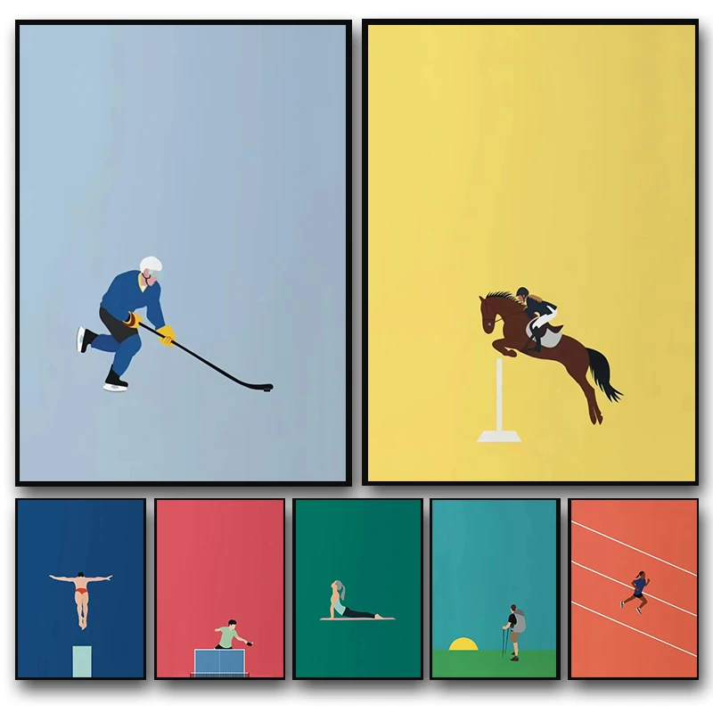 Minimalist Sports Poster Athlete Basketball Yoga Boxing Enthusiasts Canvas Paintings Print Wall Art Pictures Home Decoration