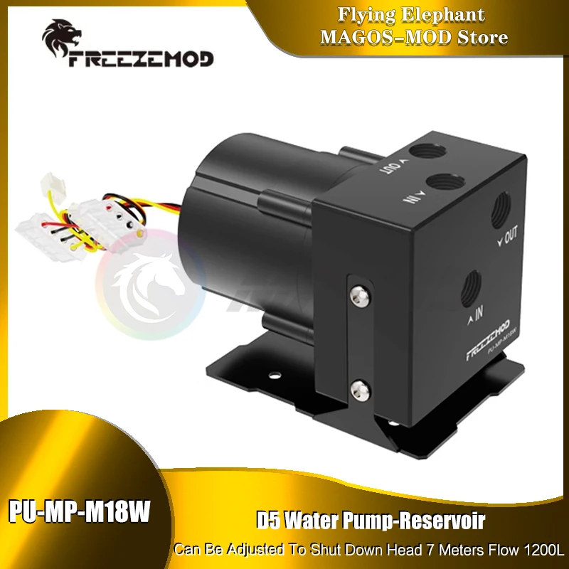 

FREEZEMOD D5 PWM Pump Maximum Flow 1200L/H Lift 7 Meter For PC Water Cooling Black PU-MP-M18W