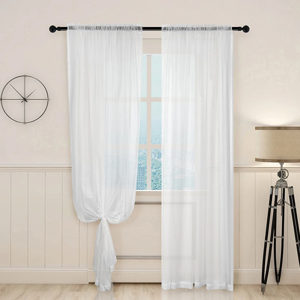 

2 pcs Window Sheer Gauze Drape Decorative Long Curtains For Bedroom Living Room Home Light Filtering Sun Protection Elegant