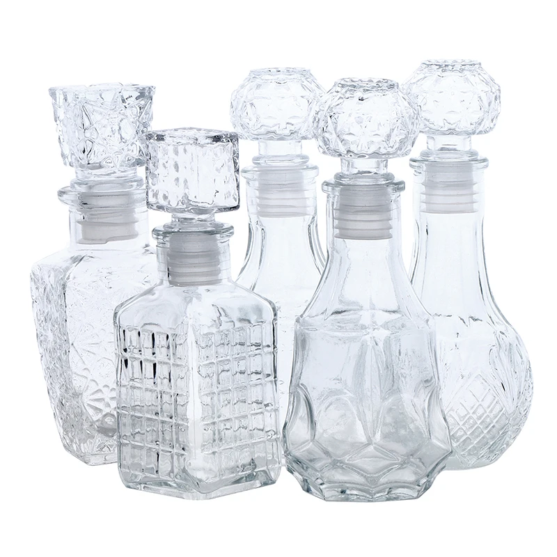 Botella de licor de vidrio whisky, 100/150ml, tallada en francés para Alcohol, regalos de boda, Mini contenedor de vino, juego de recuerdo de almacenamiento, 1 ud.