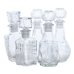 1Pc 100/150ml TWhisky Glass Liquor Bottle French Carved For Alcohol Wedding Gifts Wine Mini Container Storage Favour Set