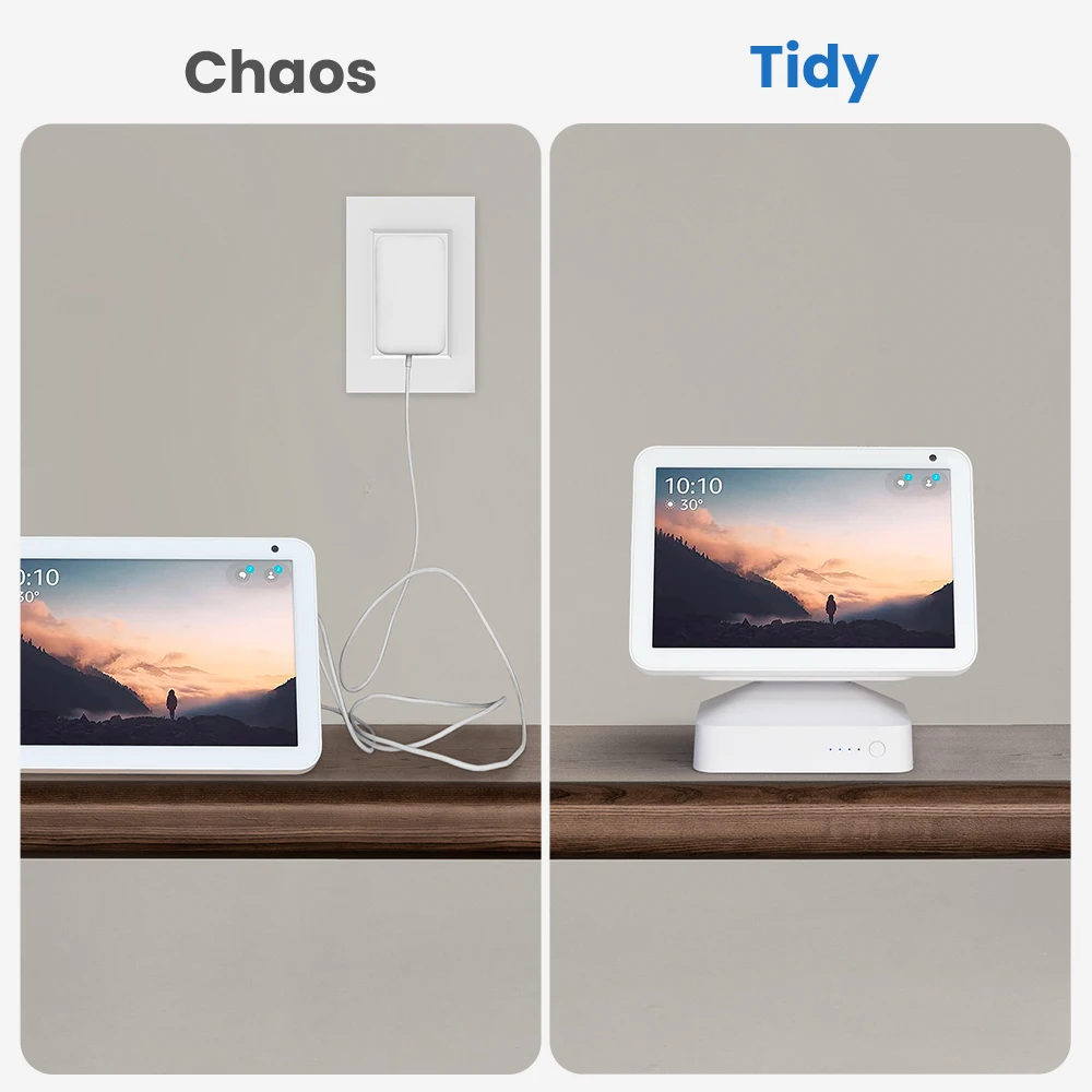 Base de bateria ggmm 15000mah para show de eco 8 show 5 1 ° gen amazon alexa display para mostrar 8 suporte ajustável carregador sem fio