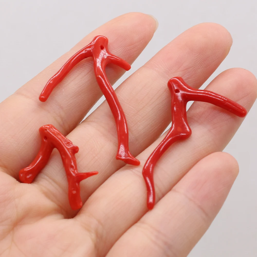 1PCSNatural Stone Coral Bead Red Irregular Branch Shape Pendant For Jewelry Making DIY Bracelet Necklace Earrings Charm Gift