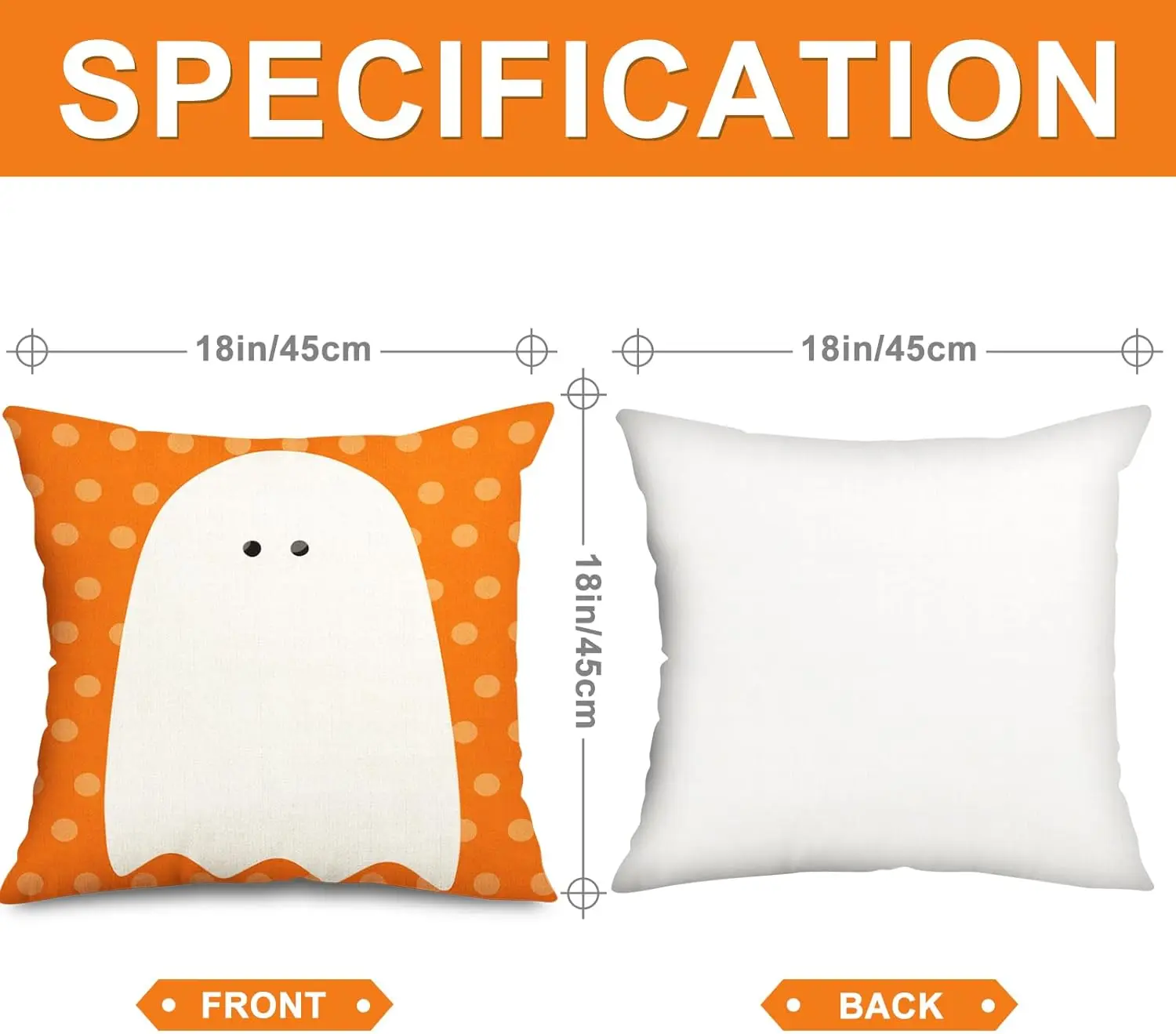 4Pcs Halloween Pillow Covers Spooky Skeleton Ghost Pumpkin Throw Pillow Case 18 x 18 Inch Decorative Cushion Cover