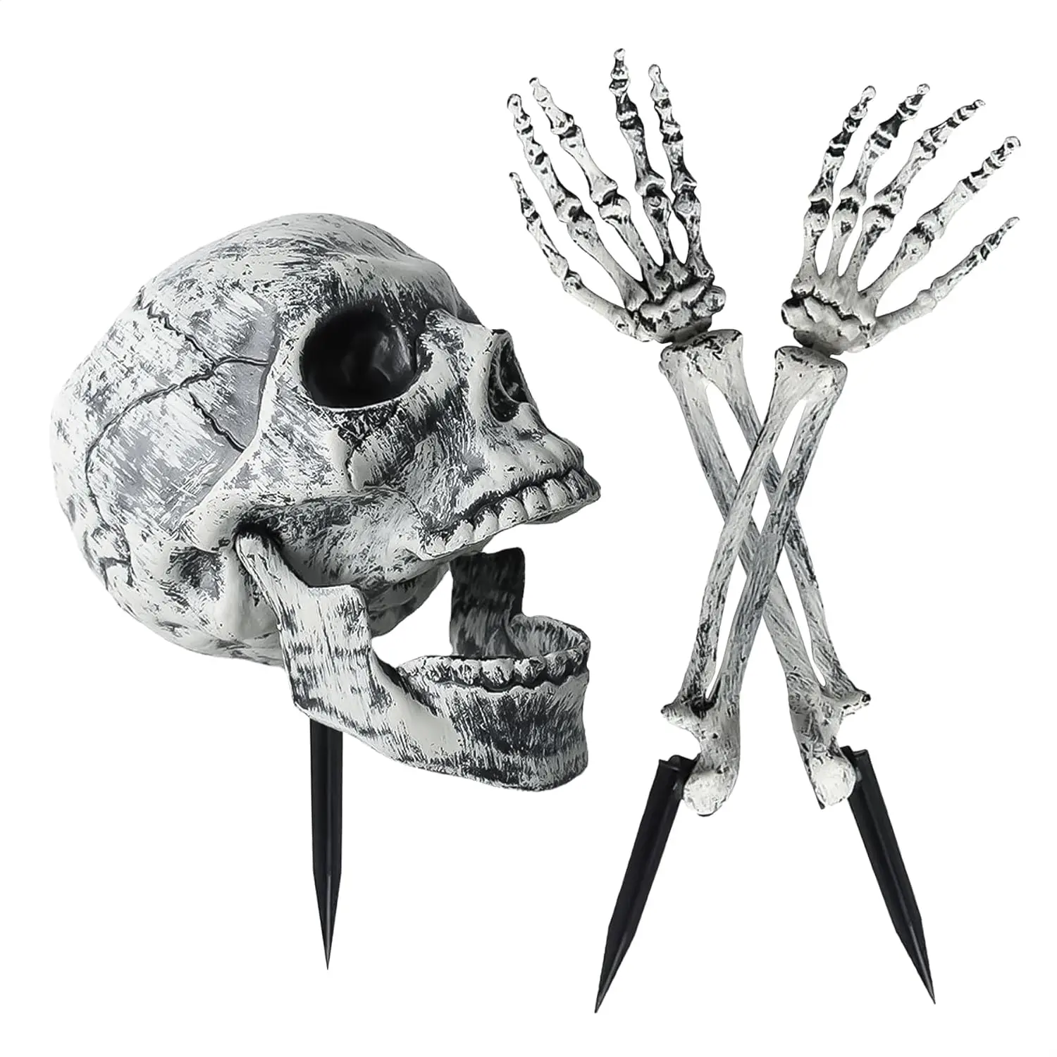 Halloween Skeleton Stakes Decorations, Scary Creepy Skeleton Decoration,Realistic Halloween Groundbreakers Skull Head Arms Decor