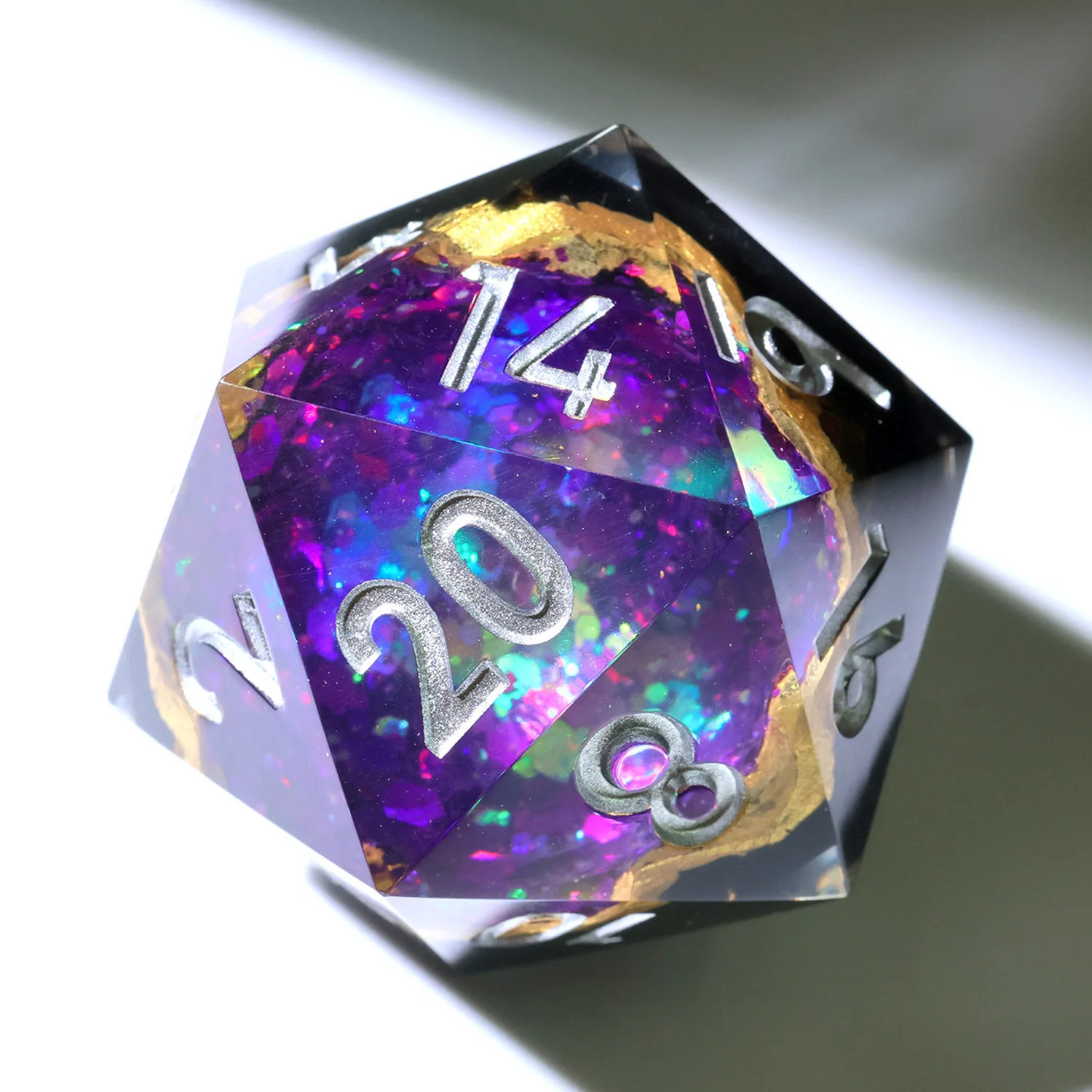 

33MM D20 Dice,Handmade Polychrome Geode Resin DND Gift For Role Playing Table Game Board Games,RPG D20 Dice-G2