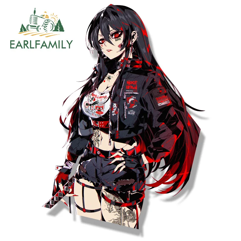 EARLFAMILY Punk Akame Fanart Car Sticker Hot Anime Night Raid Killer Decal JDM Cartoon Peek Girl Graffiti Sketch Waifu Stickers