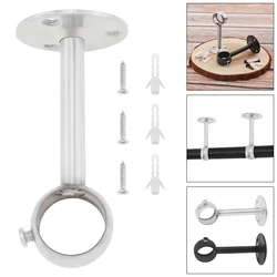 1pc Curtain Rod Bracket Heavy Duty Three Holes Adjustable Stainless Steel Ceiling Curtain Rod Holder for 1 Inch Drape Pole