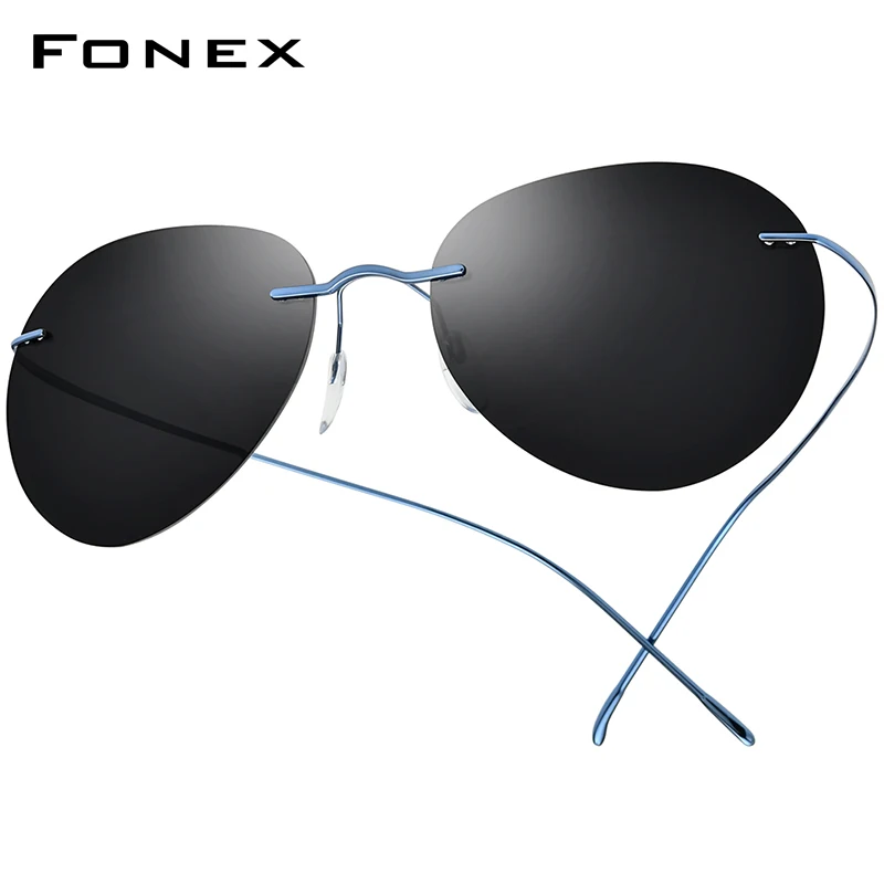 FONEX Titanium Rimless Sunglasses Men Ultralight Frameless Austria Aviador Sun Glasses for Women Pilot Shades 85695