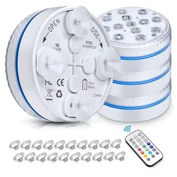 Updated IP68 Submersible Lights RGB Underwater Pool Lights with RF Remote Magnet Suction Cups Night Lamp for Pond Pool Aquarium